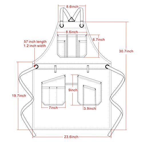 Jeanerlor – Aventais de cabeleireiro jeans de algodão com bolsos para mulheres, avental de trabalho