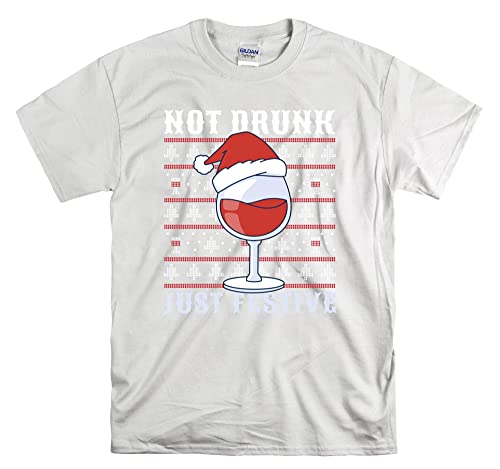 T-shirt Just Festive Not Drunk blanc en coton coupe mixte taille M