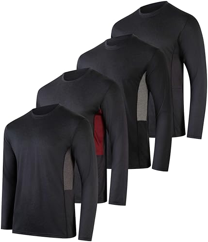 Real Essentials 4 Pack: Mens Long Sleeve Dry Fit T...