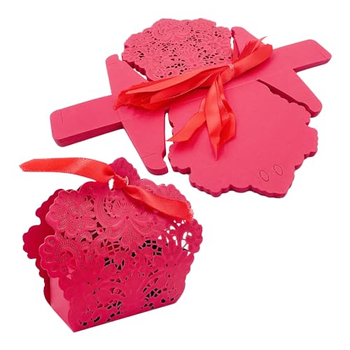 ONEBO 25 Pièces Petite boîte cadeau,Boîte Cadeaux,Bonbons Boite Cadeau avec Ruban,Boîtes de Bonbons Noël,Pour Cadeau De Bricolage, Mariage, FêTe(Rouge)