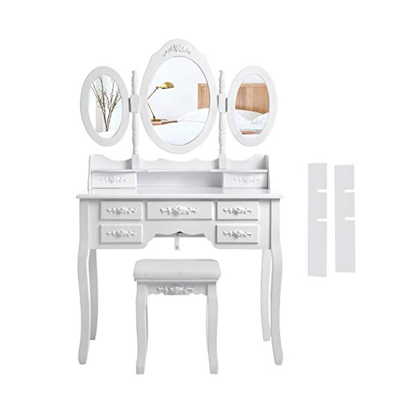Dressing table, stool and mirror, 7 drawers, 3 mirrors - Image 9