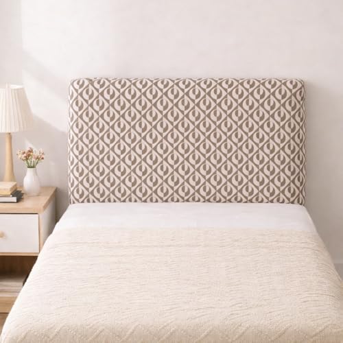 Image of HOMETHREADS Stretchable Lycra /Velvet Bed Cover | Soft, Dust-Proof & Wrinkle-Resistant Bed Back Protector | Fits Leather, Wooden & Fabric Bedsides (Beige, 90x65Cm)