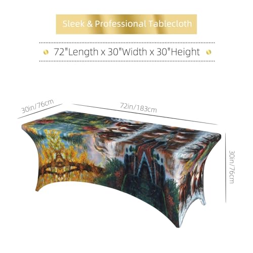 Housse table extensible 1,8 m élasthanne imprimé chevaux pour fête - 7