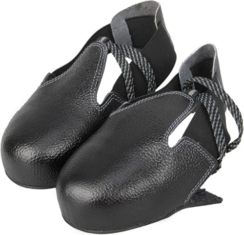 Steel Toe Cap Magnetic Shoes for Metal Roofing: Workplace Steel Toe Cap Safety Shoe Covers with Adjustable Strap, Unisex Leather Toe Protector Overshoes Foot Guard Plate Men and Women