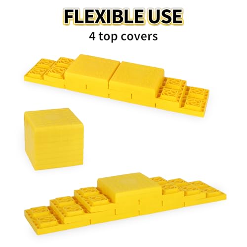 Image of OULEME RV Leveling Block Top Cover, 4 Pack RV Jack Pad Cap, Interlocking Leveling Pad Cap for Camper Travel Trailer