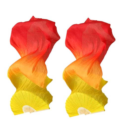 VERDANVERSE 2piezas Ventiladores De Danza Velo De Color Degradado para Actuaciones De Danza Abanicos Plegables De Artificial para Escenarios y Festivales