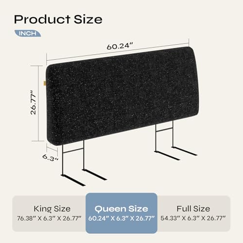 Image of Pinmoco 4.7 inch Upholstered Headboard for Queen Size Bed, Height Adjustable and Ergonomic Headboard, Easy Assemble, Sturdy and Durable, Starry Night Black