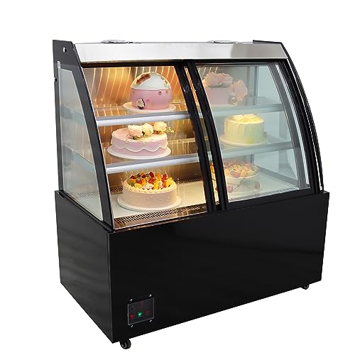 HQHAOTWU Floor-to-ceiling Refrigerated Food Showing Cabinet Bakery Cake Display Commercial Air Cooling Showcase Front Sliding Door with LED Light 220V