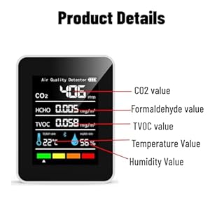 Rivelatore di CO2 Monitor di Qualità Dell'aria Interna 5 in 1 Anidride Carbonica HCHO TVOC Misuratore di Temperatura e Umidità