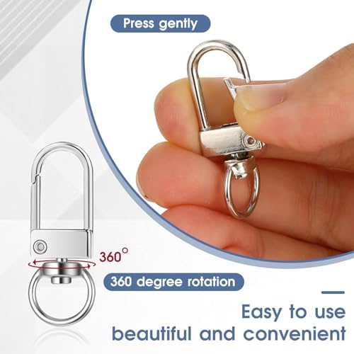 Image of Tia Strap Buckles Metal Clasps Lobster for Handbag, Spring Ring, Purse Dog Hook, Key Chain Swivel Trigger Snap Hook DIY and Purse Making Accessories (Silver Push Gate Hook Swivel-Premium-33x10mm, 2)