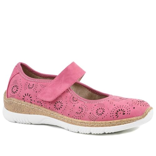 Pavers Cushioned Touch Fasten Mary Janes - Fuschia Size 7