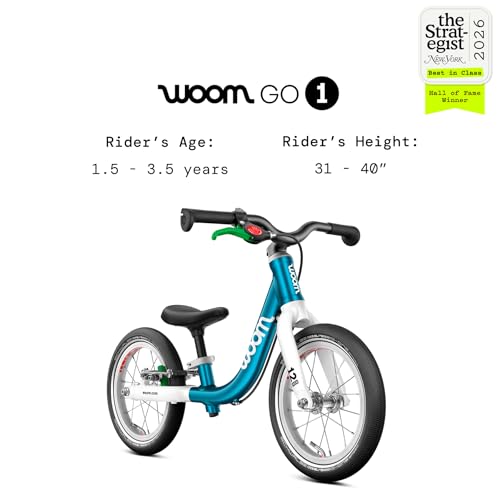 Image of woom GO 1 & GO 1 Plus Balance Bike for Toddlers & Kids 18 Month to 4.5 Years Old, 12-Inch & 14-Inch Lightweight Bicycles for Boys & Girls