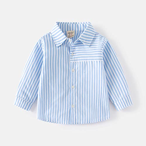 Toddler Boys Button-Down Striped Shirts Long Sleeve Fall Lightweight Collar Shirts Loose Comfy Kids Sleeveless Shirt4