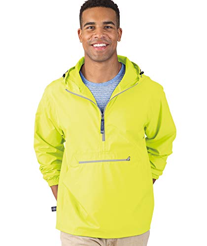 Charles River Apparel Pack-N-Go Wind & Water-Resistant Pullover (Reg/Ext Sizes), Neon Yellow, L #TOP2