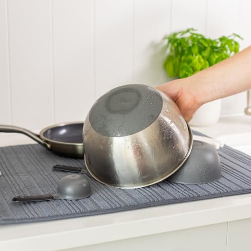 Tapis de séchage pour comptoir de cuisine KitchenAid réutilisable et lavable gris
