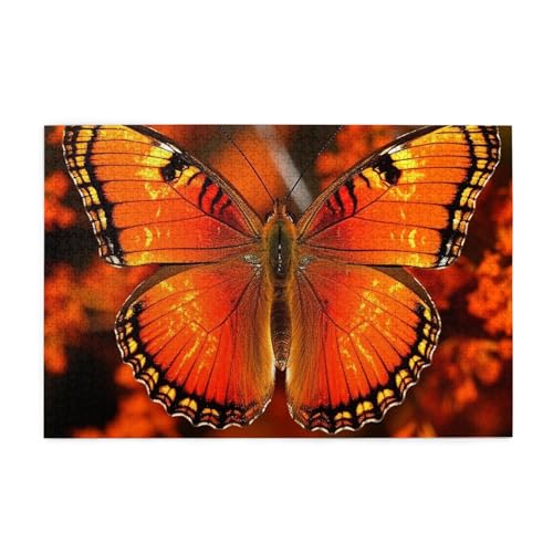 Puzzle en bois 1000 pièces papillon orange pour animer vos soirées de jeu