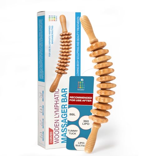 Image of Bruizex Wood Therapy Massage Tool, Lymphatic Drainage Massage Roller Stick - Leg, Back & Thigh Muscle Roller for Post Liposuction & Fibrosis Treatment, 360 Lipo, Tummy Tuck & BBL, Lipo Foam