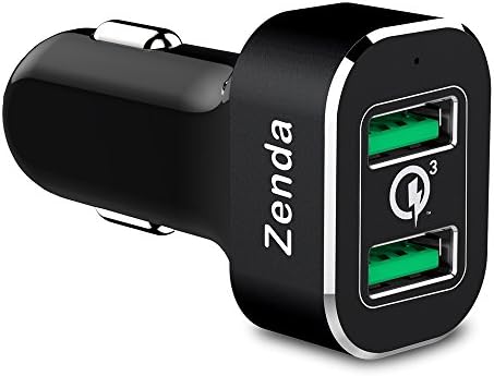 Quick Charge 3.0 Car Charger, Zenda Dual USB 36W Car Charger for iPhone X 8 7s 7 6 6S, iPad, Samsung Galaxy S9 S9 Plus Note 8 S8 S8 Plus S7 S6 Edge Plus, LG G6 G5 V20, HTC 11 10, Google Nexus 5X 6P