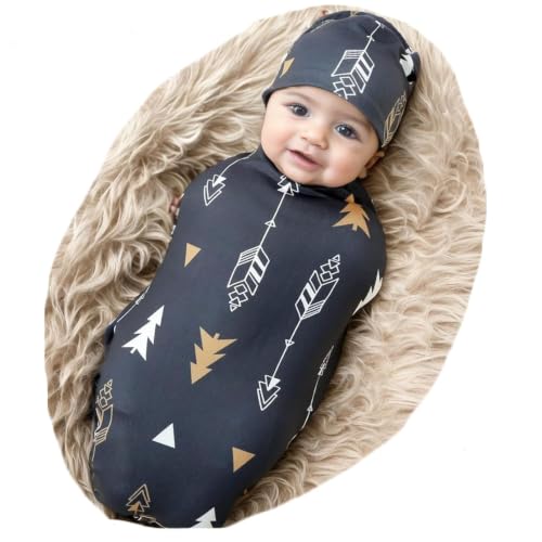 Image of Galabloomer Newborn Receiving Blanket Headband Set Baby Flower Swaddle