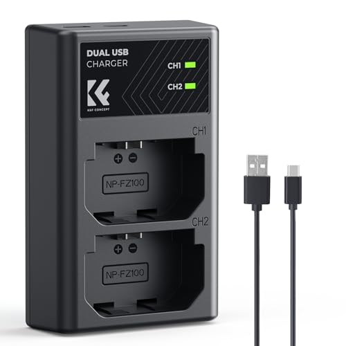 K&F CONCEPT NP-FZ100 Chargeur Rapide Double Emplacement, Double Interface Micro USB et Type-C,...