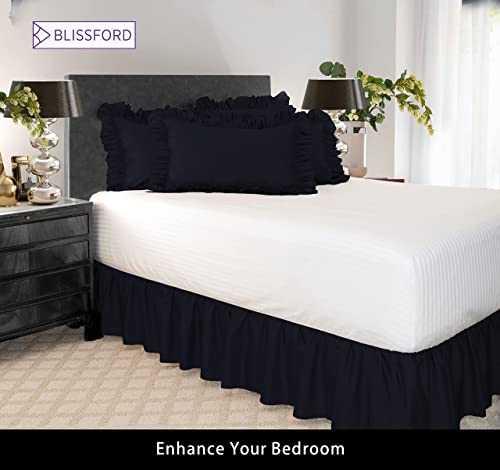 Shopbedding Ruffled Bed Skirt (Queen, Navy Blue) 14 Inch Drop Dust Ruffle With Platform, Poly/Cotton Fabric, Available In All Bed Sizes And 16 Colors - Blissford #TOP1