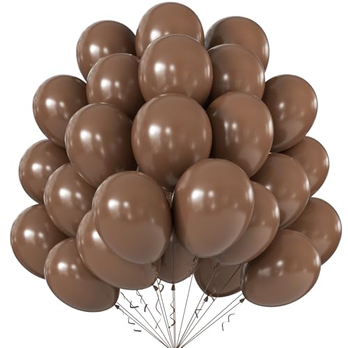Image of KALOR 10 Inch Brown Balloons, 100 Pcs Latex Helium Balloons for Kid's Birthday Party Baby Shower Wedding Graduation Graduation Party Decorations