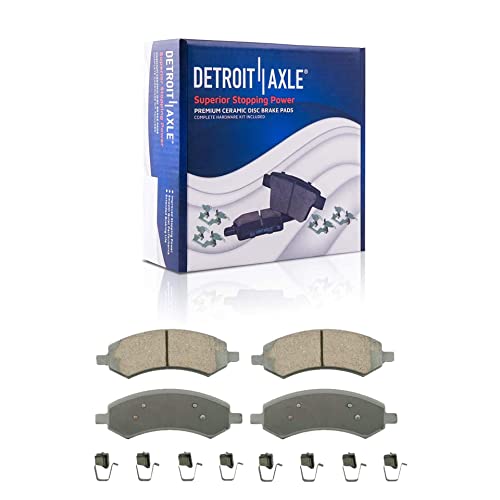 Image of Detroit Axle - Front Drilled & Slotted Brake Rotors + Brake Pads w /24pc Wheel Lug Nuts Replacement for 2012-2018 Ram 1500 5-Lugs - 28pc Set