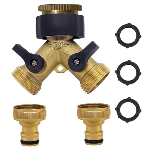 OHAYORI Robinet Double Machine a Laver, 2-Voies Y-Distributeur, Adaptateur Tuyau Arrosage en Laiton de 3/4