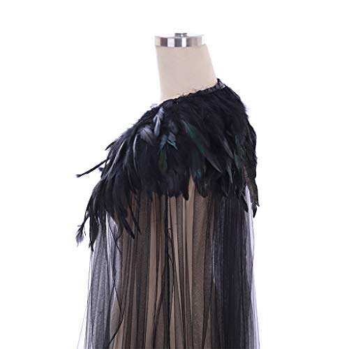 Evil Queen Cosplay Super Villain Cloak Steampunk Feather Collar Witch Cape #TOP5