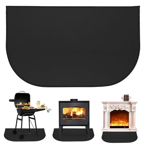 LYPPUL Alfombras de hogar para chimeneas, 102 x 50 cm, ignífugo, para interiores, tapete de fibra de vidrio resistente al fuego, tapete de protección para chimenea, tapete de protección para estufa de