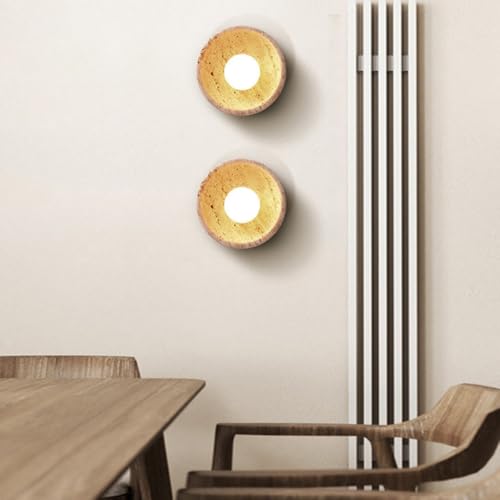 Lámpara de pared rústica de travertino amarillo con casquillo G9 y pantalla esférica 2