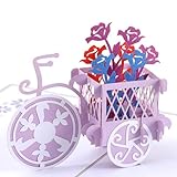 HAPPY GIFTERS Cartes Bicyclette Pop Up   Carte Fleur Pop Up 3D   Carte de vœux pour anniversaire, remerciement, amitié, bon rétablissement, fête des mères, Saint Valentin   Cartes toutes occasions