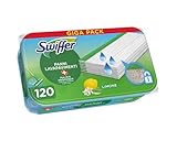 Gira el cabezal de la escoba Swiffer y frota con la tira para eliminar las manchas rebeldes