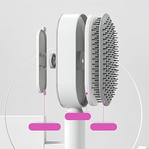 YUYTE Self Cleaning Hair Brush, Paddle Detangling Hairbrush Hair Comb for Women Scalp Massage Rounded Comb - Image 4