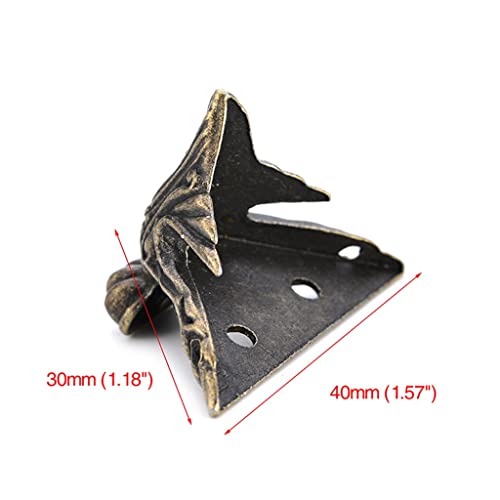 Boîte en bois antique pieds jambe triangle rotin sculpté de 40x30mm - 7