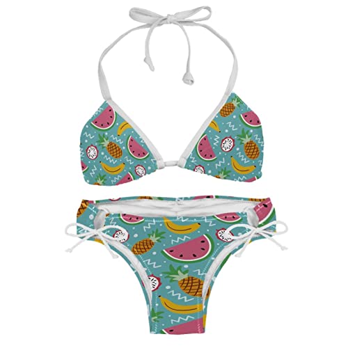 Bikini motif fruits multicolore stretch et résistant ensemble de bain taille XL