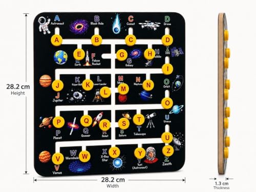 Image of Royals Hub Space Alphabet Maze Board Game for Kids 3+ Years | A to Z Letter Learning Matching Educational Toy | Montessori Activity Board with Space Theme | Screen-Free Preschool Learning Toy for Kids