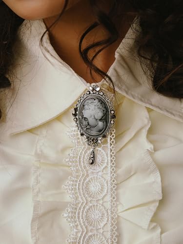 Image of MINACHI Vintage Victorian Design Queen's Cameo Antique Wedding Brooch Pin, Jewelry Gift for Women