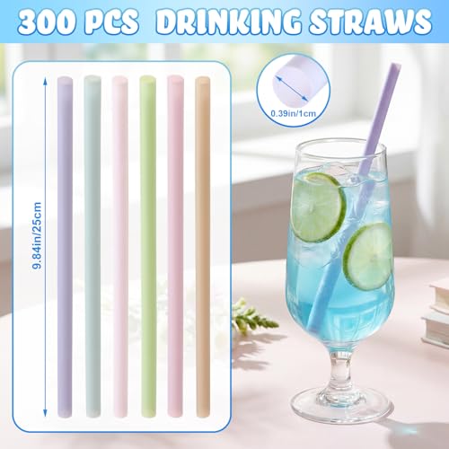 Pitillos plásticos coloridos 10" jumbo 300 pcs miniatura 2
