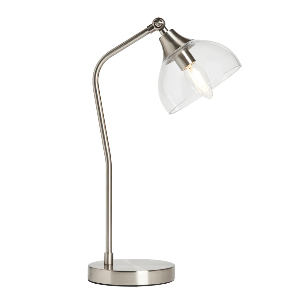 LITECRAFT Darryl Task Table Lamp Adjustable Base with Dome Shade - Satin Nickel