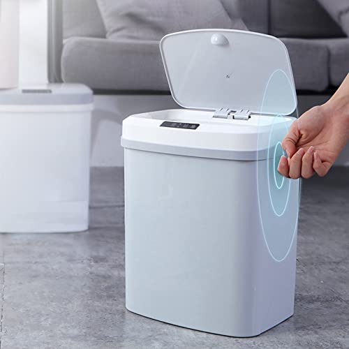 Cubo de basura inteligente,Cubo de basura automática, con sensor de apertura inteligente y tecnología de cierre silencioso, ideal para dormitorio, baño, oficina, sala de estar, cocina (Gris)