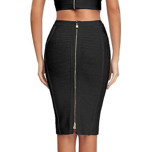 Women's High Waist Elastic Rayon Bandage Pencil Skirt