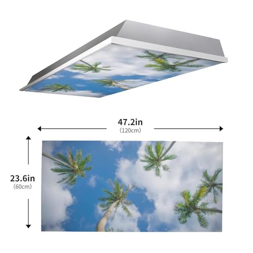 Image of Fluorescent Light Cover for Classroom - 2 Pcs Coconut Tree Magnetic Fluorescent Light Covers, Ceiling Light Covers Shade Panel Coverings for Office Classroom Home Drop Ceiling, 4 x 2 Feet