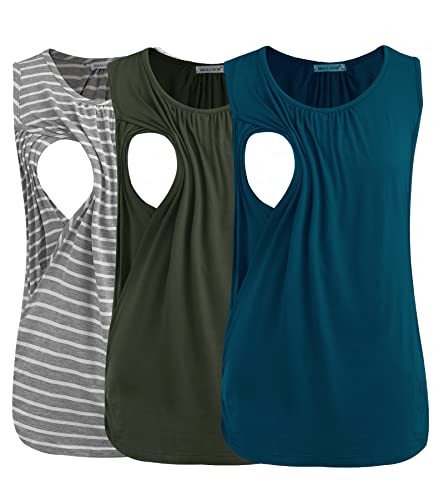 Image of Smallshow Women's Maternity Nursing Tank Tops Breastfeeding Clothes 3-Pack