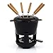 BBQ-Toro Żeliwny zestaw do fondue dla 6 osób, 1 litr, 13-częściowy zestaw do fondue z palnikami i widelcami, zestaw do fondue, zestaw do fondue do mięsa, zestaw czekoladowych fondue (czarny/kremowy emaliowany)