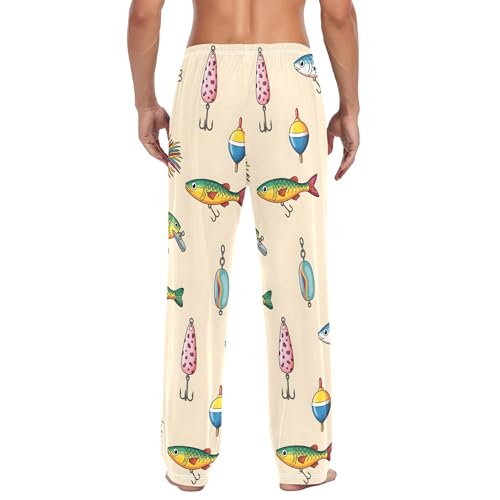 Men's Pajama Bottom Fishing Lures and Baits Cotton Pajama Pants Drawstring Sleepwear Long Pants Pockets3