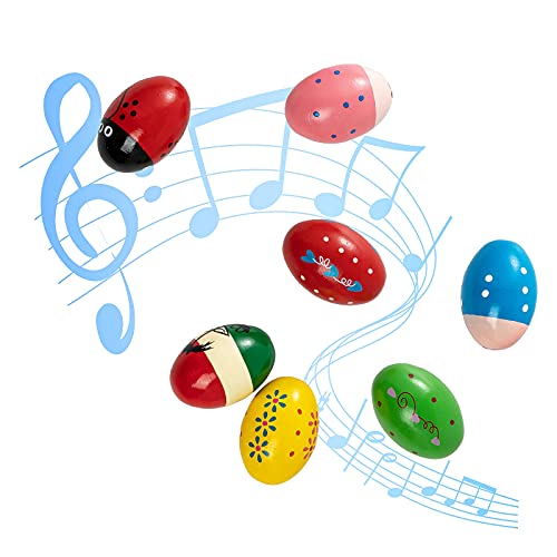 image for Musfunny Egg Shakers Set 7pcs Wooden Hand Percussion Shakers Musical M