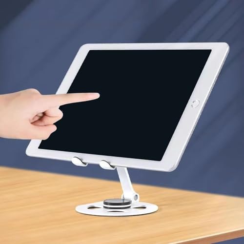 Image of Mobile Phone Stand for Desk | 360 Rotation & Adjustable Height | Foldable Stand for Smartphone & Tablet - White