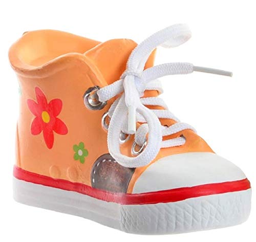 Tirelire Enfant Basket - Chaussure Couleur décor Fleur (Orange)