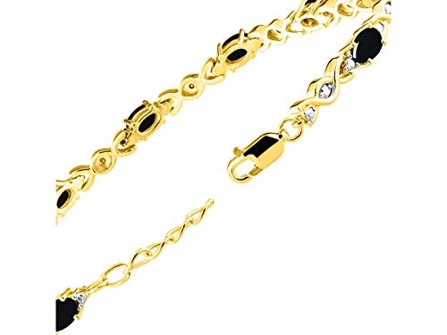 Image of Rylos Bracelets for Women Yellow Gold Plated Silver XOXO Hugs & Kisses Tennis Bracelet Gemstone & Diamonds Adjustable to Fit 7 inch-8 inch Wrist, 10 Gorgeous 6X4MM Jewelry for Women Friendship Bracelets